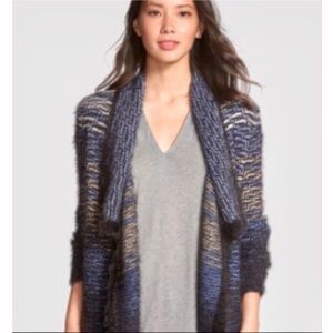 Nic+Zoe Fuzzy Ombré Drape Front Cardigan GUC